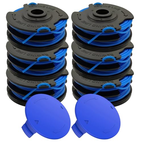 Kousika KST-120X Spool Compatible with Kobalt 40V Cordless String Trimmer KST 120X, KST 120X-06,Replacement Weed Eater String Spool Refills Autofeed Dual line 20ft 0.065" 8Pack(6 Spools, 2Cap)