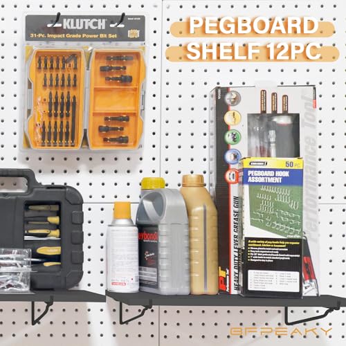BFPeaky Black Pegboard Shelf Set, 4 pcs Versatile Peg Board Shelving, Ideal Wood Pegboard Shelves for Efficient Storage and Organization Solutions