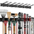 TIDYME Garage Wall Organizer | 64" Heavy-Duty Tool Storage Rack | Adjustable Double-Layer Hooks | 400 lbs Capacity | Carbon Steel Wall Mount Holder for Shovels, Rakes, Ladders & Power Tools