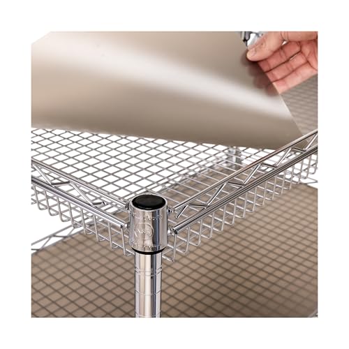 Seville Classics UltraDurable NSF Commercial Heavy Duty Metal Rolling Utility Cart, w/ Steel Shelves, Handle Bar for Restaurant, Garage, Warehouse, Kitchen, Office, Top Basket 35.5"W x 20.25"D, Chrome