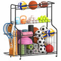 Sports Equipment Organizer -Heavy Duty Rolling Garage Storage Rack & Ball Holder, Large Capacity Cart for Outdoor Toy Storage & Garage Storage
