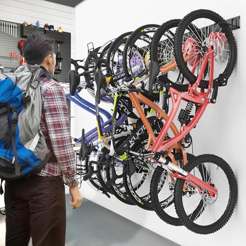 Ultrawall Bike Storage Rack, Wall Mount Bicycle Rack Vertical Bike Hanger for Garage, Home, 6 Bike Racks & 6 Helmet Hooks, Holds Up To 660lbs