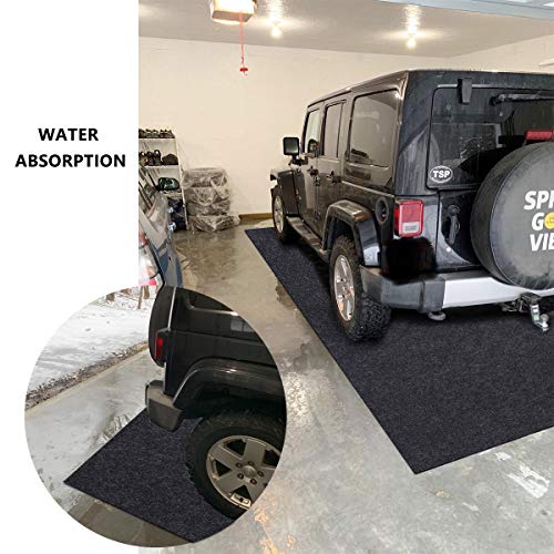 Garage Floor Mat，Absorbent Oil Mat—Floor Mat for Golf Carts,Motorcycles，Protect Garage and Shop Floor Surface，Absorbent Felt and Leak-Resistant Anti-Slip Backing，Reusable/Washable (7'6" x 17")