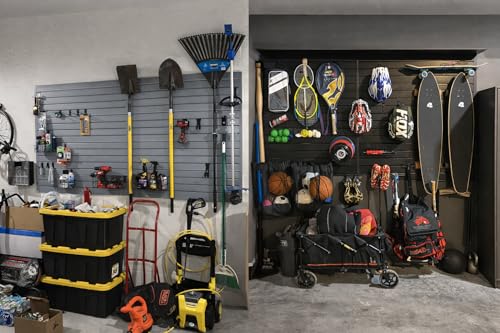 Ginchain 4 x 8 FT Slatwall Panel Garage Wall Organizer, Heavy Duty Slat Wall Paneling Sheets, Interlocking PVC Panels, Garage Slatwall for Tool Organization Mounted Storage Systems