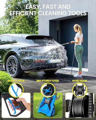 Electric Pressure Washer,5000 PSI Adjustable Pressure,4GPM Power Washer Electric Powered with Foam Cannon,4 Nozzle,33FT Hose and Soap Bottle for Home/Cars/Fences (Blue)