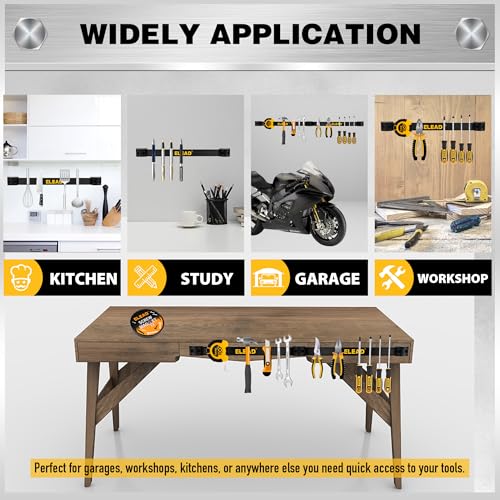 ELEAD 6-Piece 12" Magnetic Tool Holder Storage Organizer - Wall Mount Rack Garage Organization Power Magnet Hanger Workbench Board Slatwall Van Organizers Mounted Hanging Strip
