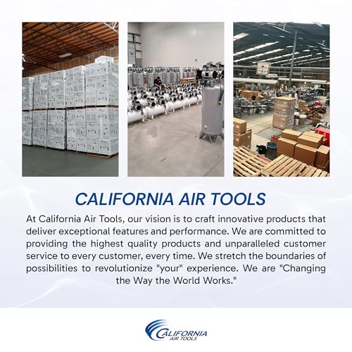California Air Tools CAT-4610AC Ultra Quiet & Oil-Free 1.0 hp 4.6 gallon Aluminum Twin Tank Electric Portable Air Compressor, Silver