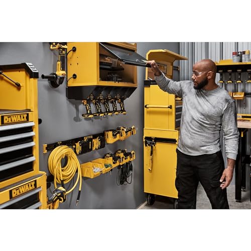 DEWALT Battery Organizer, Holds up to 4 Batteries, Mount Rail, Workshop Storage System Compatible (DWST82819)