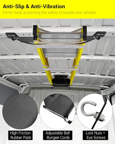 Universal Van Interior Ladder Storage Holder, Adjustable Internal Ladder Rack Fit for Van/Trailer/Truck Roof, Securely Stores Ladders in Vehicle, with Mounting Screws