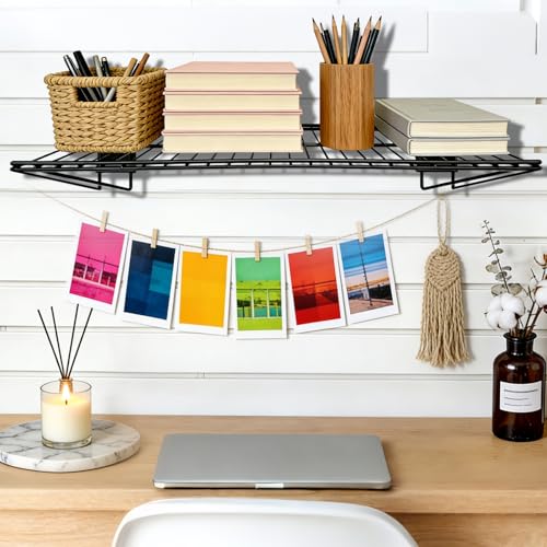 GMSXCC Slat Wall Shelves Accessories - 24 Inch Slatwall Wire Shelf Heavy Duty Storage Garage Shelving Wall Mounted (6 Pack)