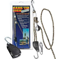 Rope Ratchet 3/8" 20' Solid Braided Rope Block and Tackle, Heavy Duty Pulley System Hoist for Lifting, Hanging Feeders, Garage Storage, Attic Lifts, Securing Loads, Tree Support, 250 lbs Capacity