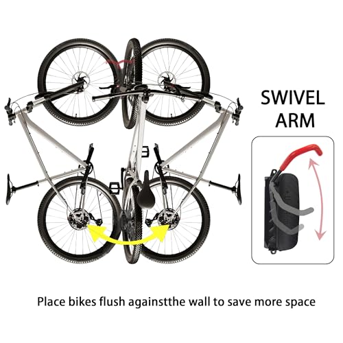 UmeHome Swivel Bike Wall Mount, Bike Hangers for Garage, Space-Saving Bike Storage, Sturdy Bicycle Rack Can Holds Up to 77 lbs, Easy Install, 2 Pack