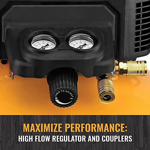 Bostitch 6 Gallon Pancake Air Compressor & 13 Piece Accessory Kit: Air Hose, Blow Gun and Adapter, Blow Chuck, Tire Gauge, Rubber Blow Gun Nozzle, Inflation Needle, and Male Quick Connect Plug