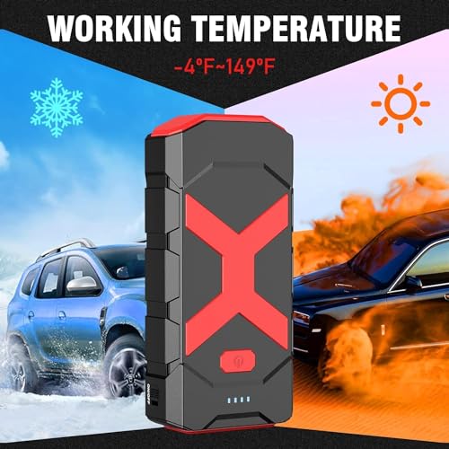 BOOKOO A9 Jump Starter 4000A for Car,Boat,Lawnmower 12L Gas&10L Diesel Engines Portable 12V Car Battery Jump Starter with Jumper Cables,Quick Charging USB Ports and USB C,3 LED Modes and Storage Box