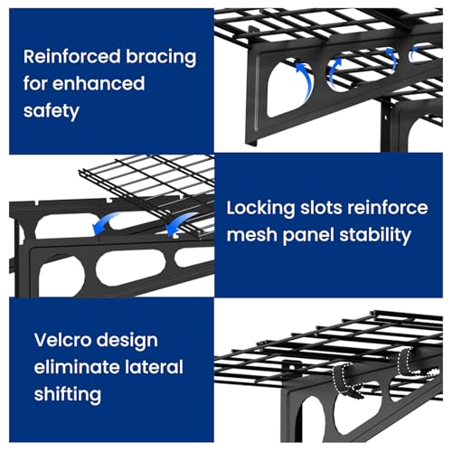 FLEXIMOUNTS 2x3 ft Garage Wall Shelving, Heavy Duty Garage Storage Rack 1-Pack, Holds Up to 200 lbs, Ideal for Organizing and Storing Storage Bins, Black, Classic Series