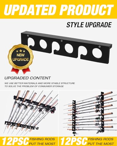 Ghosthorn Fishing Pole Rod Racks Wall or Ceiling Mounted Fishing Pole Rod Holders for Garage Storage Organizer Fishing Gear Equipment for Men Women