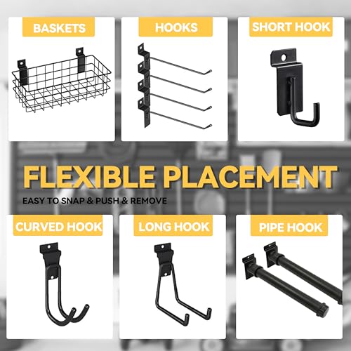 RORA Slat Wall Paneling Garage Slat Wall Storage Systems 4x8 ft Slatwall Black Heavy Duty Satwall for Tool Organization ,Pvc SlatWall Panels,Fits for Storage and Display