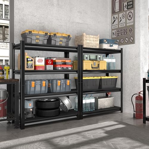 Rufokisa 40in Wide Garage Shelving Heavy Duty，2000lbs Large Loads Adjustable Garage Storage Shelves,All Metal Storage Racks and Utility Rack Shelves, 40”W x 16”D x 72”H (Black)