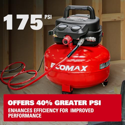 Air Compressor, 6-Gallon Pancake Air Compressor, MAX 175PSI, Compressor for Air Tools with 10 PCS Air Compressor Accessories Kit