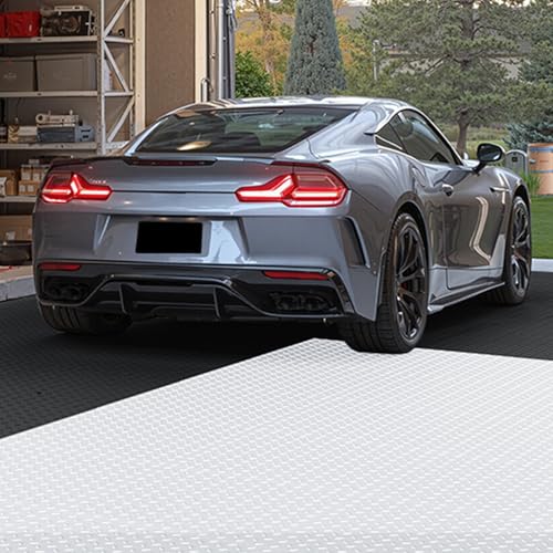 VEVOR Garage Floor Tiles 20.2 x 20.2 x 0.2 inch, Interlocking Ease of Installation Diamond Plate Slip-Resistant Texture Non-Slip Sturdiness, for Garages, Warehouse, Tool Room, Black, 8 Pack