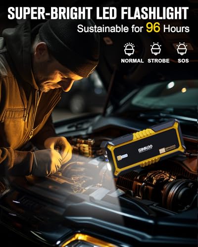 GOOLOO GP4000 Jump Starter 4000A Peak Car Starter (All Gas,up to 10.0L Diesel Engine) SuperSafe 12V Lithium Jump Box,Auto Battery Booster Pack,Portable Power Pack with USB Quick Charge and Type C Port