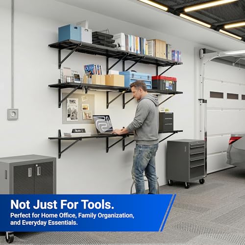 FLEXIMOUNTS 2-Pack 1x3ft Wall Mounted Garage Shelving, 14x38-inch