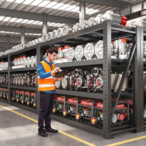 Bepatio 8000LBS Heavy Duty Garage Shelving,77" W Industrial Storage Shelves,4 Tier Adjustable Metal Shelving Unit,Rust Proof Large Tall Steel Rack for Shop,Basement,Warehouse,Commercial 24" D x 72" H