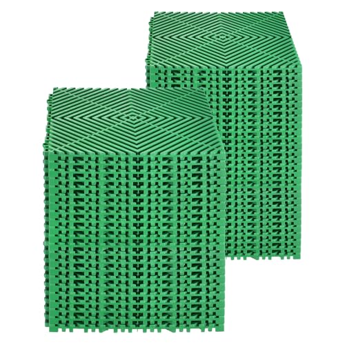 VEVOR Interlocking Drainage Mat, 50 Pcs Modular Interlocking Cushion, 12” x 12” Splicing Drainage Mats, Non-Slip PP Drainage Floor Tile and Shower Mat, for Garage, Garden, Kitchen & Outdoor, Green