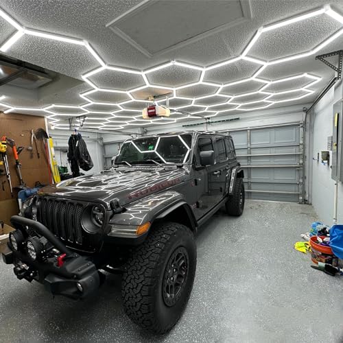 LZHOME Updated Hexagon Garage Light: 79200LM Super Bright Hexagon Garage LED Light, 5000K Natural White, 72 Packs LED Light Car Detailing Ceiling Lights for Warehouse Basement Gym Barbershop Salon