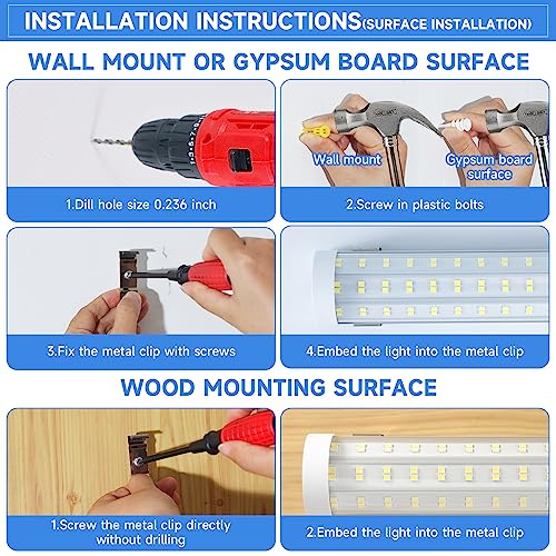 8FT U Shape 125W Integrated LED Tube Light, 6500K Clear White, 20000LM Super Bright, Flush Mount/Hanging, Linkable Shop Lights for Garage Workshop, Plug&Play, 8 Pack
