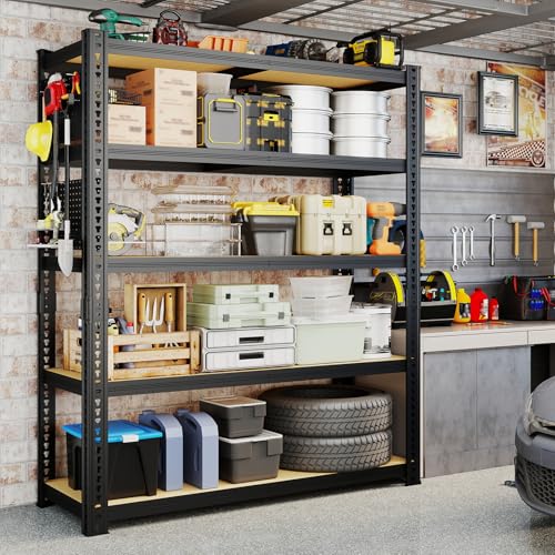 ZEUKMXOO 40''W Garage Storage Shelves, Storage Racks Shelving Units, Storage Shelves Heavy Duty, Adjustable Metal Shelves with 2 Pegboards for Basement, Warehouse, Pantry, Kitchen, 2200 LBS