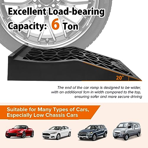 Donext Car Ramps for Easy Vehicle Maintenance and Safe Lifting, Sturdy, Lightweight, Low Profile Car Ramps for Jack Support, Heavy Duty Tire Ramps for Low Chassis Cars, 2 PCS