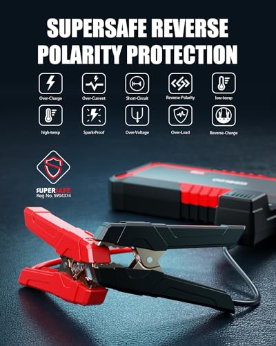 GOOLOO Upgraded GP3000 Jump Starter 3000A Peak Car Starter (Up to 9L Gas or 7L Diesel Engine) 12V Jump Box Auto Lithium Battery Booster SuperSafe Portable Power Pack with USB Quick Charge, Type-C Port