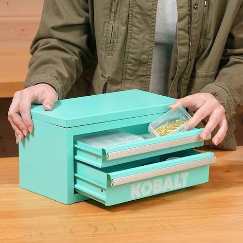 Mini 2-Drawer Steel Tool Box Teal Color