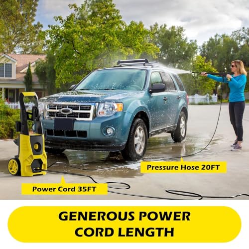 5000PSI PressureWasher PowerWashers 4 Quick Connect Nozzles and Foam Cannon for Cars Driveways Patios Fences