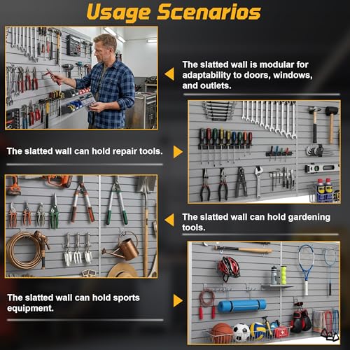 Slat Wall Paneling 4'x8' Garage Wall Organizer (2026Upgraded), Heavy-Duty PVC Slatwall Panels Boosts Load by 30%, Grey Slat Board, Slatwall Tool Storage System for Garage & Workshop Tool Organization