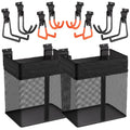 INCLY 10PCS Slatwall Accessories Kit, 2 Pack Large Mesh Slatwall Baskets with Zipper & 8PCS Heavy Duty Slat Wall Hooks, Mounted Slat Wall Accessory for Garage Home Storage & Organizing