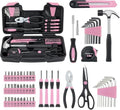 MARTCOLOR 58 Piece Household Tool Set, General Household Hand Tool Kit with Plastic Toolbox Storage Case, All Purpose Household Tool Kit for Women, Girls and Ladies, Pink