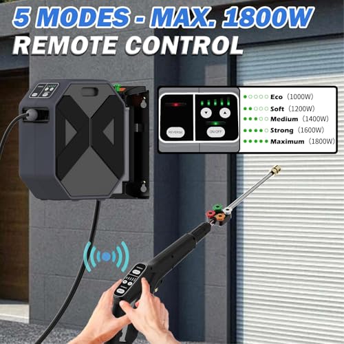 DECOKTOOL 5000PSI Wall Mounted PowerWasher with 4 Quick Connect Nozzles, Foam Cannon for Car, Lane, Patio Cleaning