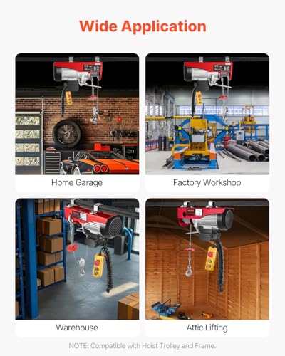 VEVOR 880lbs Electric Hoist with 14 FT Wired Remote Control, Electric Hoist 110 Volt with 20-40 FT Lifting Height for Garage Warehouse Factory