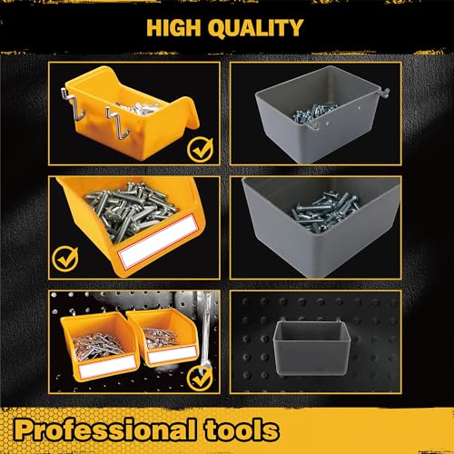 ELEAD Pegboard Bins Organizer Set 24-Pack - Durable Storage Tray for Screws, Nuts, Bolts, Hardware, Crafts, Accessories | Fits Standard Pegboards | 24 Labels for Garage Workshop Craft Room