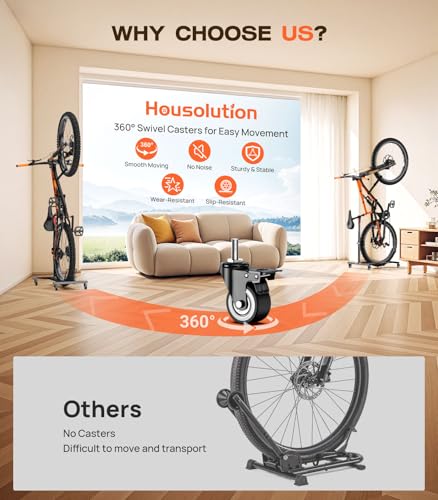 Housolution Vertical Bike Stand with Wheels up to 29", Adjustable Height, No Drilling holds up to 80lbs, Freestanding Bicycle Rack for Garage & Apartment, Bike Stand Floor for MTB/Road Bikes