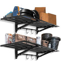 Leekimid 2-Pack 1X4 FT Garage Shelving Wall Mounted Holds Up to 800 Lbs Heavy Duty Wall Shelf, Black Metal Floating Adjustable Wall System Shelves for Garage Storage, Shed