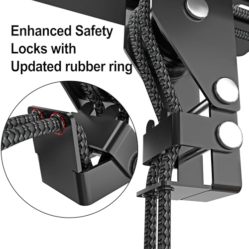 TRUSOON Kayak Hoist Pulley System for Garage, Durable Nylon Rope Ceiling Lift for 10-18 FT, Overhead Storage Rack for Canoe, Holds 150 LBS, Black
