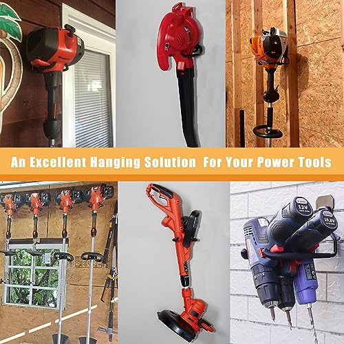Juformin Garden Power Tool Hanger, Garage Wall Hooks, Weedeater Rack, String Trimmer Hanger, Utility Hooks for Garage Tool Organizers and Storage - Black, 4 Pcs