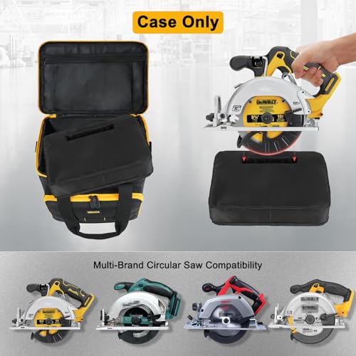 Tool Bag Compatible with DEWALT 20V MAX Circular Saw DCS391B/DCS565B, Milwaukee M18 2630-20, Tool Storage Case with Battery Compartment & Blade Organizer, Portable Design, Case Only