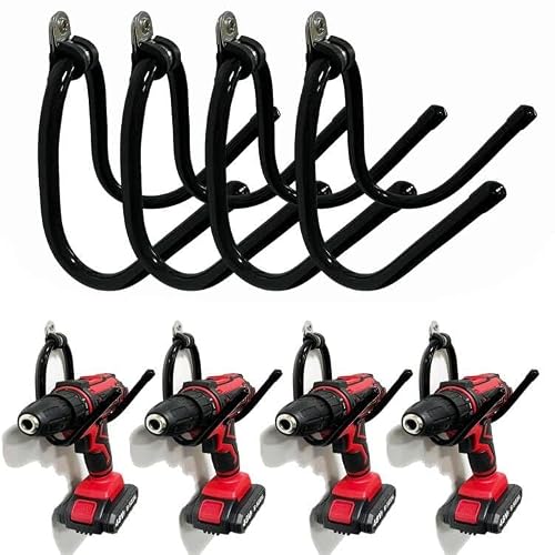 AUXPhome Power Tool Organizer - Wall Mount Garage Storage Rack, Hanger Hooks for Drills, Cables, Accessories & Tool Box - Holds 4 Drills