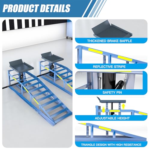 2 Heavy-Duty Car Ramps, 5-Ton (5000 kg) Capacity,with Reflective Strip