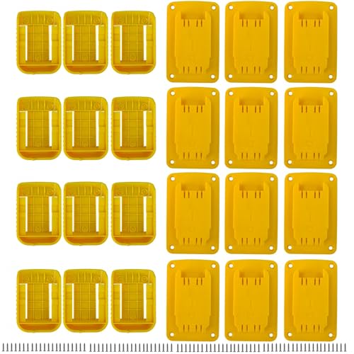 Wallignix 24 Pack Tool Battery Packs Mount Bracket Compatible with Dewalt,12 PCS Tool Drill Holder For Dewalt 20V/60V and For Red 18V tool+12 PCS Battery Packs Holders for Dewalt 20V-60V with Screws
