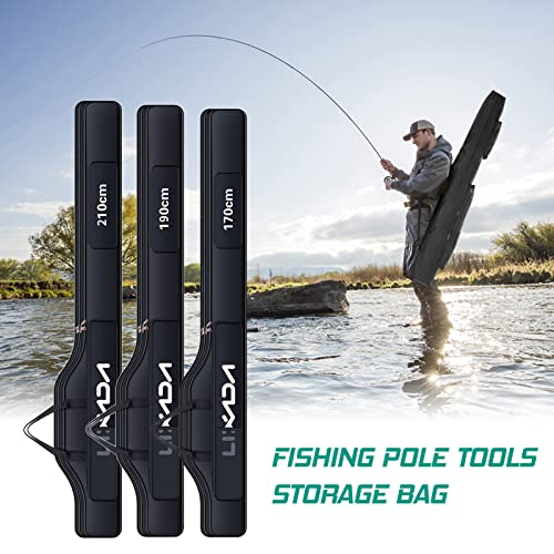 Lixada Fishing Rod Case, Portable Folding Fishing Rod Case Fishing Pole Reel Storage Bag Fishing Gears Organizer